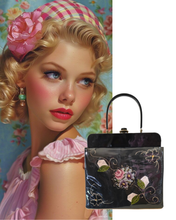 Vintage 1950s Lucite Floral Appliqué Handbag