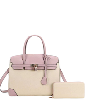 Classic Two-Toned Handbag & Wallet Set