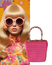 1960s Pink Wicker Basket Handbag