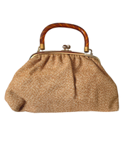 1960s Natural Woven Handbag with Lucite Handles