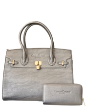 Two-Piece Pewter Tote and Wallet Set