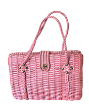 Vintage Pink Wicker Handbag 1960's