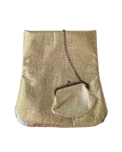 Vintage Gold Metallic Clutch and Coin Purse