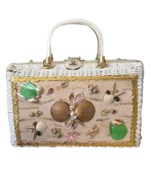 Vintage 1960's Wicker and Lucite Seashell Handbag