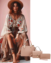 Three Piece Satchel Set-Nude