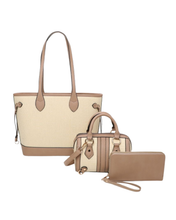 Three Piece Tote Set-Khaki