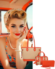 Three Piece Tote Set-Orange