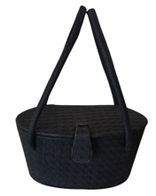 Vintage 1950s Black Textured Box Handbag