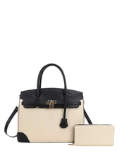 Classic Two-Toned Handbag & Wallet Set