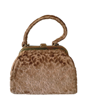 Caramel Brown Chenille Vintage Handbag