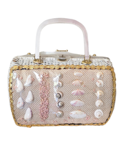 Vintage 1960s Shell-Encrusted Wicker Basket Handbag