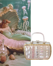 Vintage 1960s Shell-Encrusted Wicker Basket Handbag
