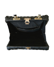 Vintage  Black Beaded Wicker Woven Handbag