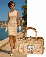 1960s Vintage Seashell Wicker Handbag