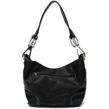 Black Shoulder Bag with Silver Rings