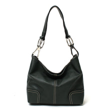 Black Shoulder Bag with Silver Rings