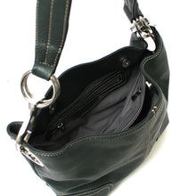 Black Shoulder Bag with Silver Rings