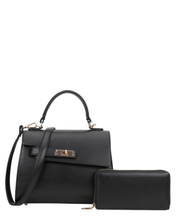 Structured Two-Tone Handbag & Wallet Set - 4 Colors Available