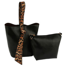 2-in -1 Leopard Satchel Black
