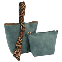 Leopard Bucket 2-in-1 Satchel in Slate Blue