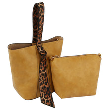 Leopard Bucket 2-in-1 Satchel, Mustard