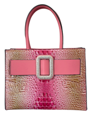 Pink Croc Tote & Wallet 2 Piece Set
