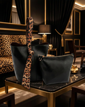 2-in -1 Leopard Satchel Black