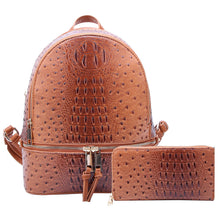 Ostrich Croc Backpack & Wallet Set