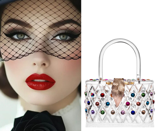 Lucite Lucy, Clear with colored Rhinestones