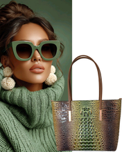 Green & Brown Croc Tote