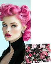 Pink & Black Floral Clutch