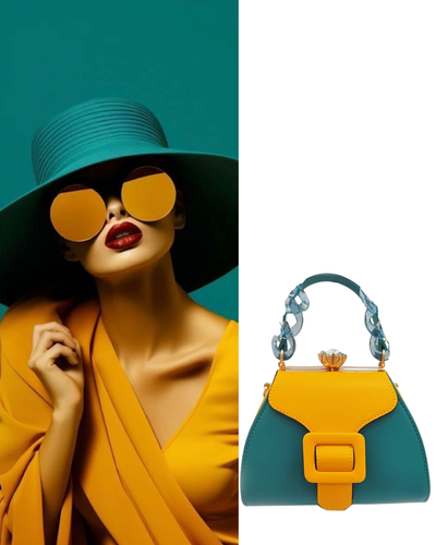 Bowler, Turquoise and Mustard