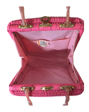1960s Pink Wicker Basket Handbag