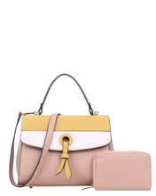 Color-Block Handbag & Wallet Set - 3 Colors Available