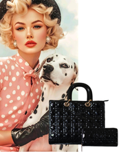 Glossy Black Quilted Tote & Wallet - 2 Piece Set
