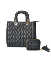 Black Chevron Tote and Wallet - 2 Piece Set