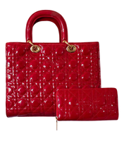 Red Quilted Tote & Wallet - 2 Piece Set