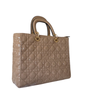 Glossy Tan Quilted Tote & Wallet - 2 Piece Set