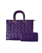 Purple Quilted Tote & Wallet - 2 Piece Set