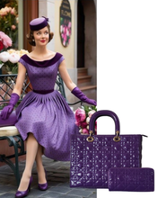 Purple Quilted Tote & Wallet - 2 Piece Set