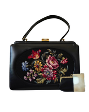 1960's Floral Embroidered Handbag Set