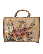1960s Wicker and Floral Handbag
