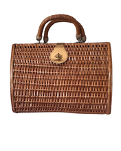 1960s Wicker and Floral Handbag