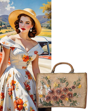 1960s Wicker and Floral Handbag