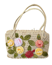 1970's Woven Floral Handbag
