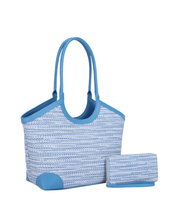 Blue Woven Tote and Wallet Set