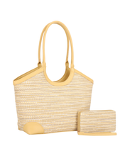 Yellow Woven Tote and Wallet Set