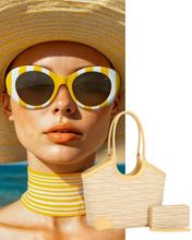 Yellow Woven Tote and Wallet Set